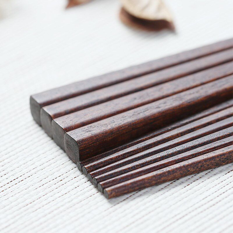 lcliving泰国日式尖头四方筷安心无蜡全实木公筷家用筷子5双套装