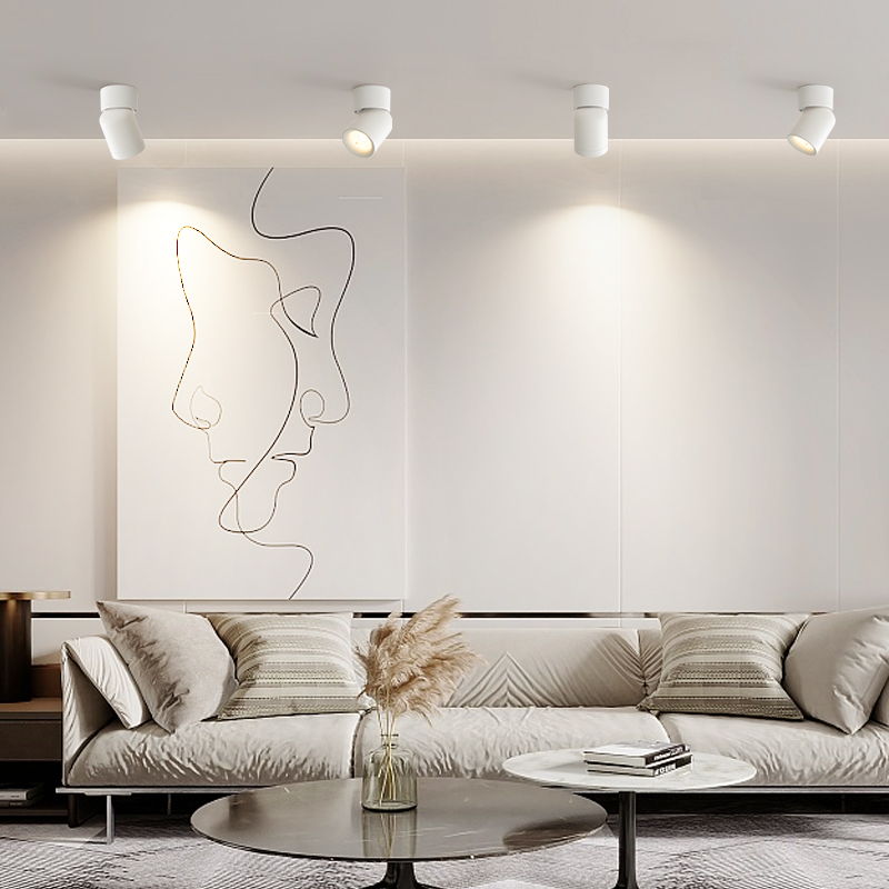 纽思 明装射灯可调角度led筒灯可折叠免开孔家用无主灯客厅天花灯