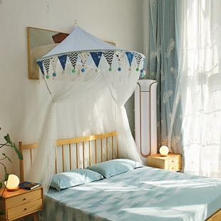 蚊帐家用儿童男孩落地宫廷免安装 1.5m1.8床可拆洗防尘加密 1米35