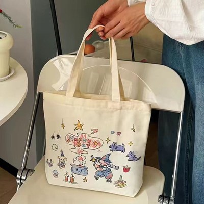小女巫帆布包女款上班族通勤上课无恙小巫女帆布手提包带拉链