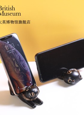 大英博物馆手机支架安德森猫多功能稳固手机桌面装饰小摆件创意品