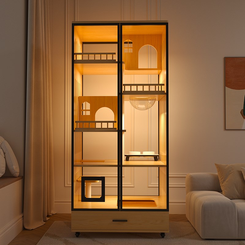 不占地猫别墅猫窝猫厕所一体实木猫咪笼子猫笼子猫柜猫屋家用室内