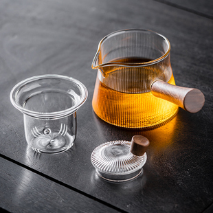 条纹侧把壶煮茶器耐高温家用泡茶壶玻璃茶壶煮茶壶黑晶炉单壶