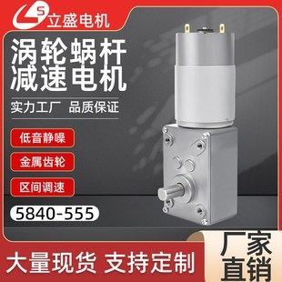 555微型直流减速涡轮蜗杆电机大扭矩小马达12v24v可调速 5840