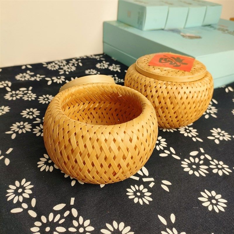 竹编竹篮竹篓竹制工艺品龙珠茶叶小茶篓创意竹编织包装小礼品空盒,特色手工艺,竹编/竹雕,淘宝优惠券,粉丝福利购,淘宝优惠卷