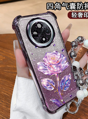 适用于OPPOA3pro手机壳潮女印花电镀opop手链轻奢高级A3蝴蝶风铃opop个性珍珠外壳A3iplus水晶玫瑰opop镜头膜