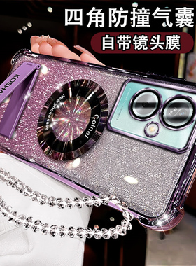 适用OPPOA2手机壳气囊闪粉硅胶PJB110软壳A1S磁吸折叠支架A25G镜头膜全包a2保护套oppa2M超薄防摔opooA1i网红