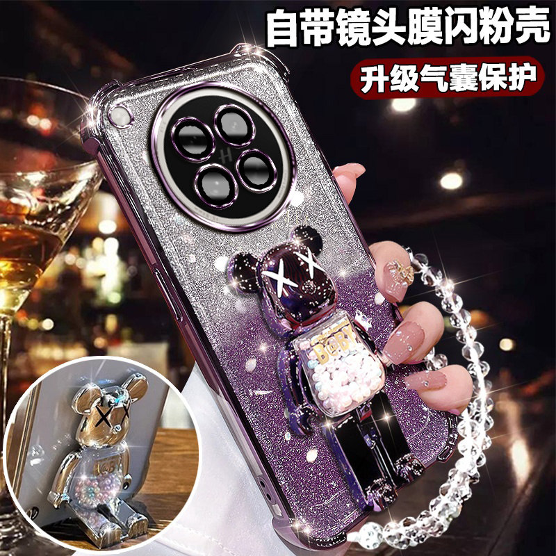 oppofindx8s网红手机壳镜头全包findX8S暴力熊支架findx8S保护x8s十软硅胶套PKH110潮女可爱新款findX8s+闪粉