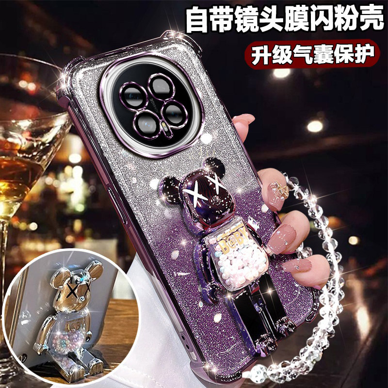 适用荣耀magic8pro新款手机壳magic8可爱网红支架BKQ-AN10闪粉保护套magic8镜头膜全包Magic8pro气囊硅胶软壳