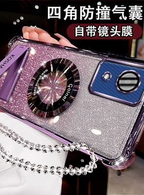 适用三星A03Core手机壳高级气囊闪粉Samsung镜头膜全包保护套A03core磁吸折叠支架GalaxyA03core硅胶防摔软壳