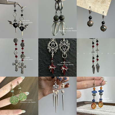 原创暗黑系哥特朋克复古耳环耳夹