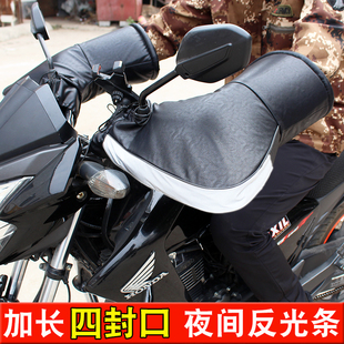 跨骑摩托f车护手套电动车把套三轮车加厚保暖防水PU棉挡风男 冬季