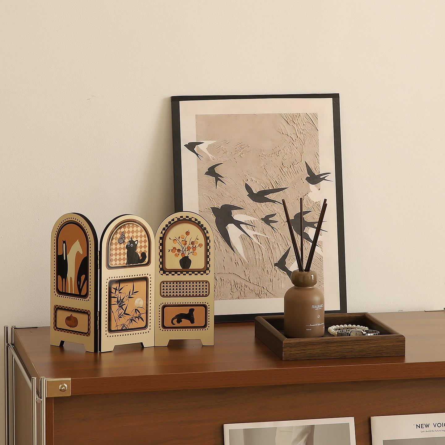 中古桌面小屏风摆件高级