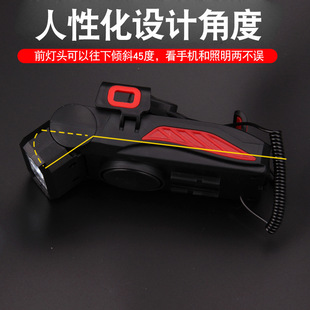 自行车手机支架前灯强光电喇叭多功能防水USB充电山地车骑行装