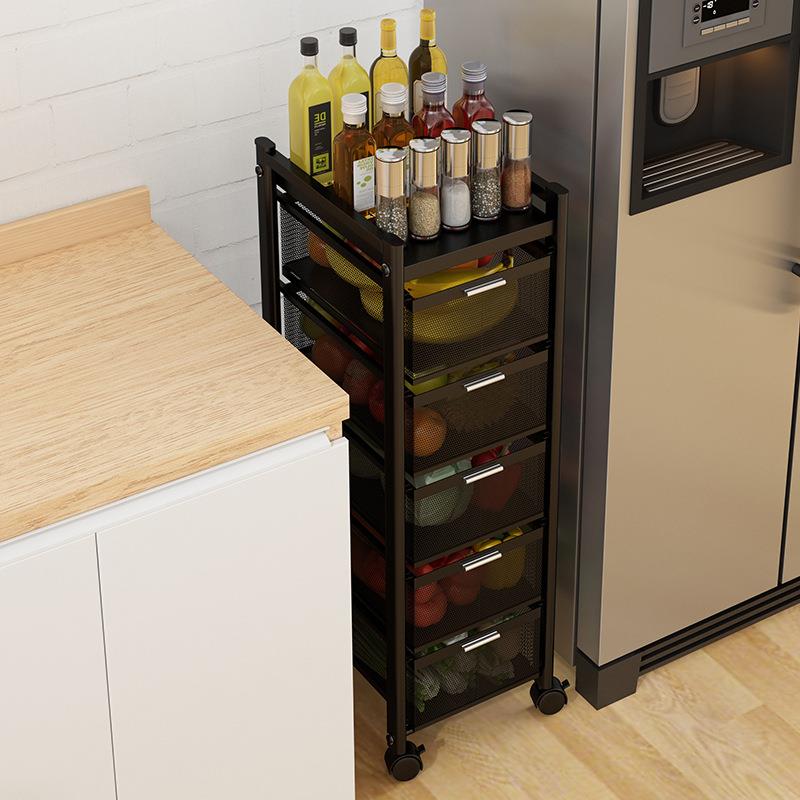 厨房蔬菜收纳置物架用品家用大全多功能落地夹缝储物柜多层果篮子