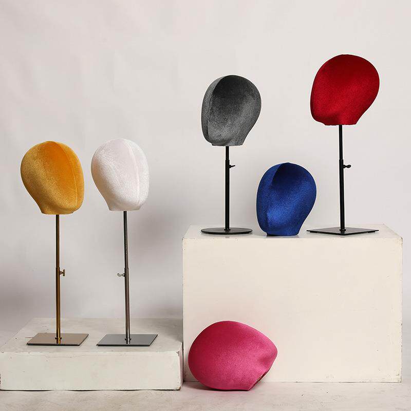 彩色丝绒头模道具台式帽子金色展示架服装店橱窗假发假人头陈列架