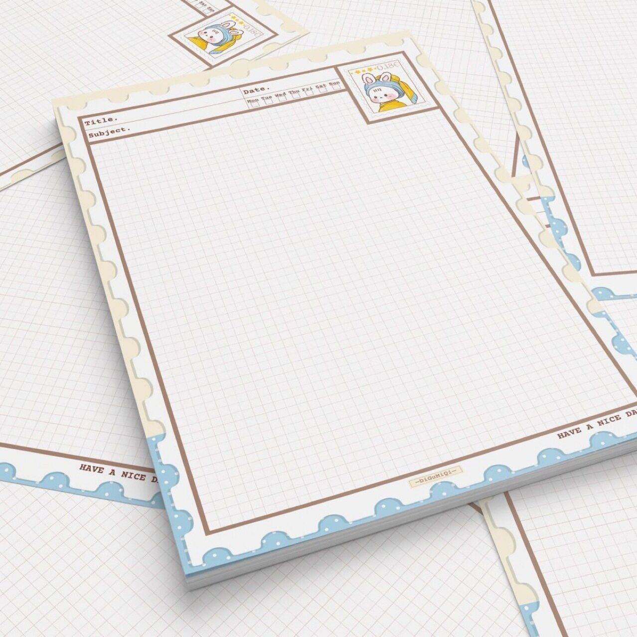 名画兔子拍纸本颜值可爱本子学生摘抄本可撕信纸笔记本