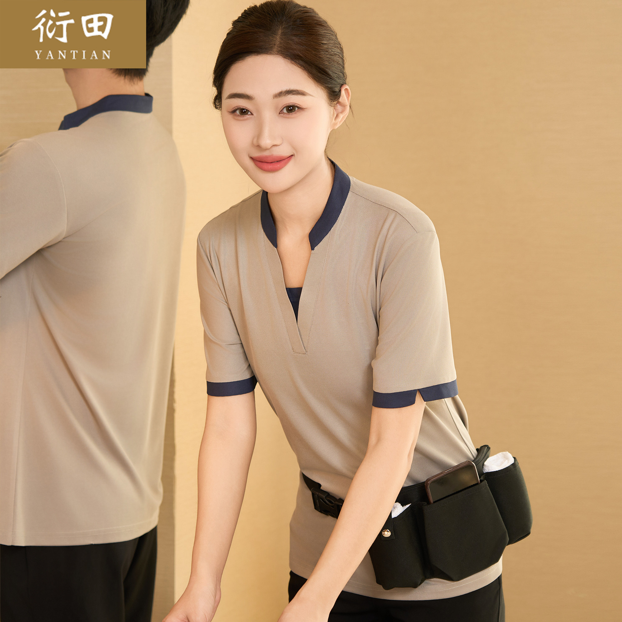 客房服务员工作服女酒店宾馆物业售楼部保洁阿姨夏季服.装T恤透气