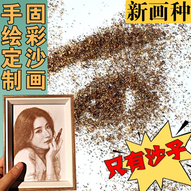 真人照片手绘沙画肖像定制摆x台固彩礼物结婚生日纪念日送女友闺