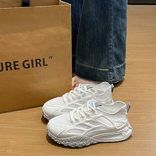 韩版网面透气休闲鞋女2025新款厚底轻便运动N鞋时尚百搭外穿跑步