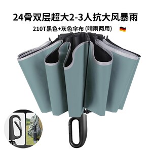 2025环扣双层折叠雨伞加大加厚加固防H风大暴雨男女防晒遮阳晴雨