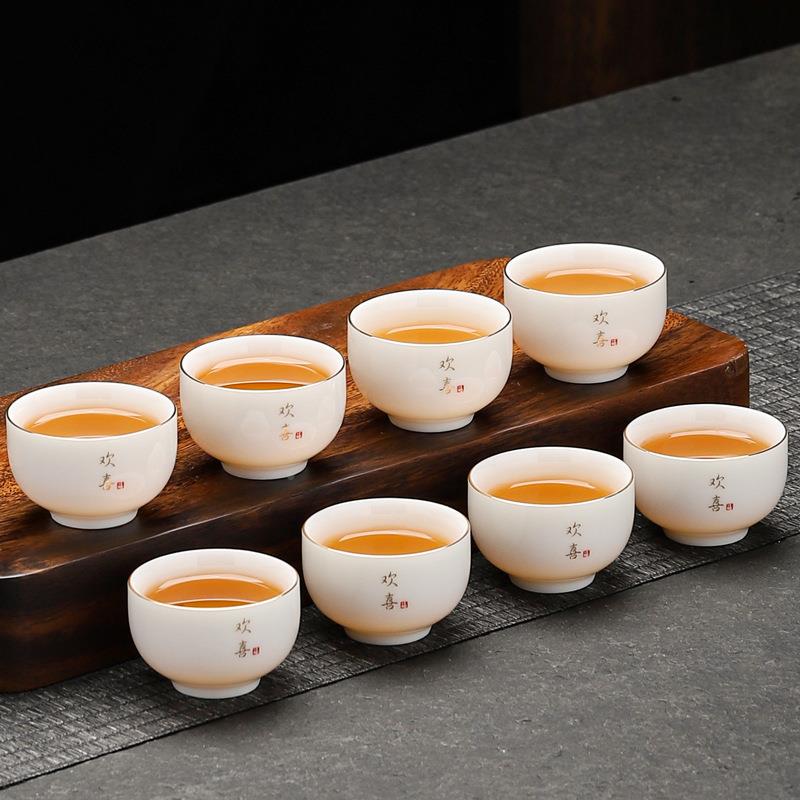 德化羊杯脂玉白瓷茶杯主人旅DSO功夫茶具单杯行家用8陶瓷只礼盒套