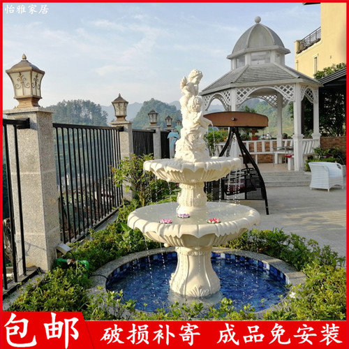 大型园林水e景喷泉庭院假山流水循环别墅鱼池雕塑摆件欧式婚庆天