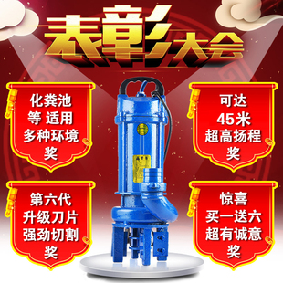 污水泵220v家用化粪池沼气排污泵养殖场抽粪潜水380v泥浆泵 切割式