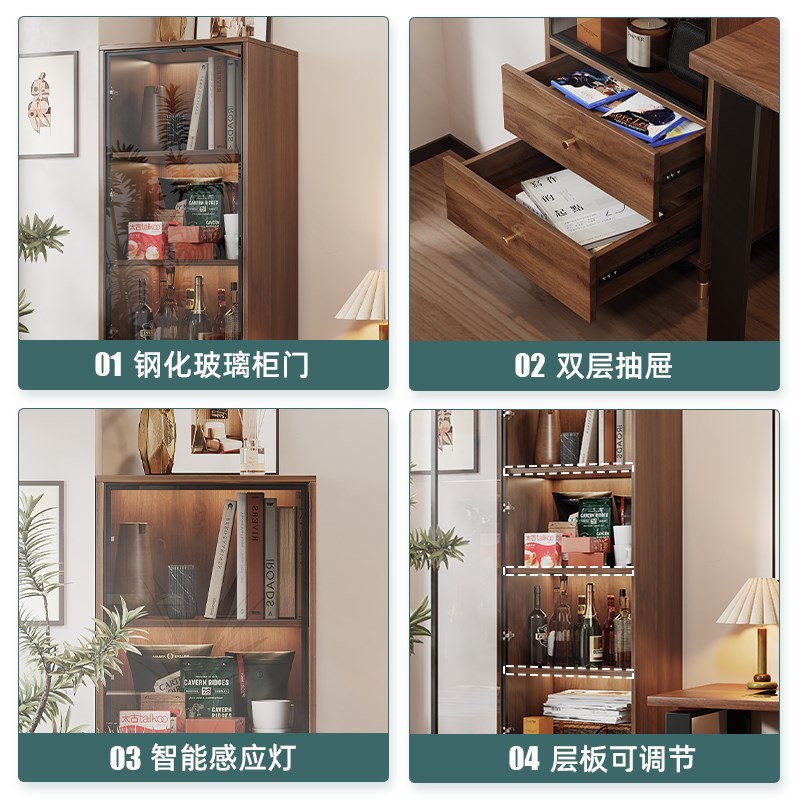 玻璃酒柜展示柜小型落地柜实木酒柜白酒储藏柜客厅靠墙家用置物架