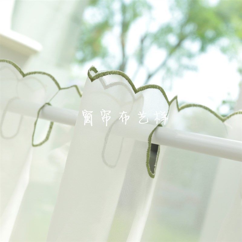 韩式雏菊清新咖啡帘短帘纱帘w半帘蕾丝田园飘窗帘厨房隔断门帘窗