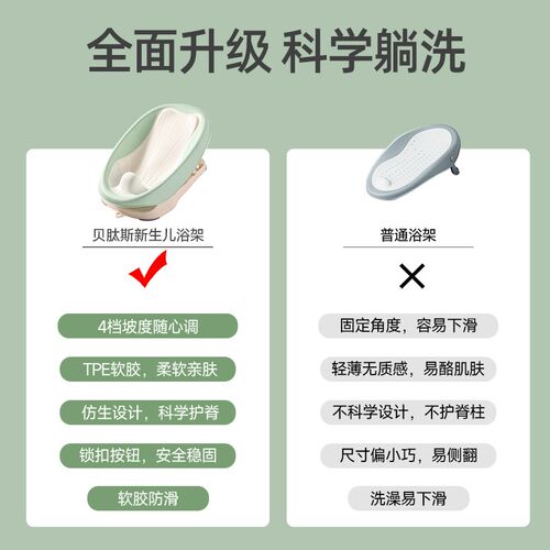 贝肽斯婴儿洗澡躺托神q器新生幼儿宝宝浴架可坐躺浴盆浴网防滑座