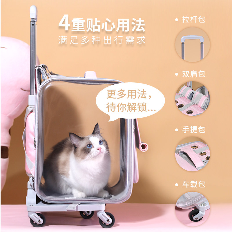 宠觅宠物外e出拉杆箱猫咪旅行箱便携猫包狗狗行李箱大容量双肩背