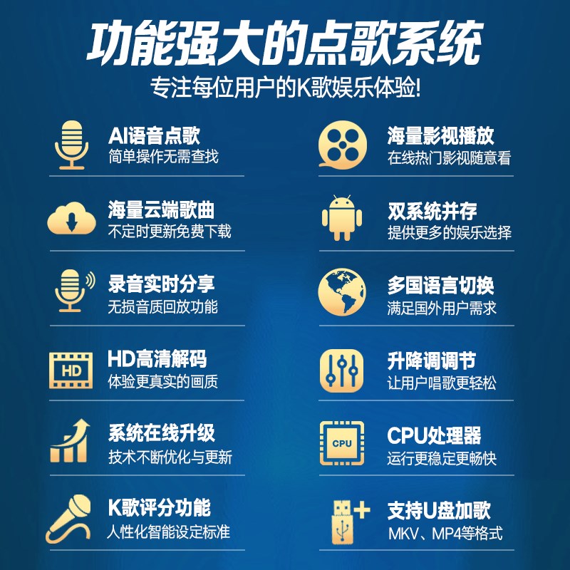 家庭KTV音响一体麦克风智能点歌机电视K歌卡拉OK无线话筒家用唱歌