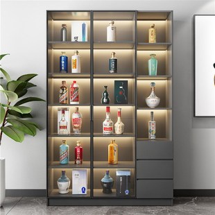 玻璃小酒柜客厅靠墙展示柜置物柜轻奢红酒柜家用小型藏酒柜
