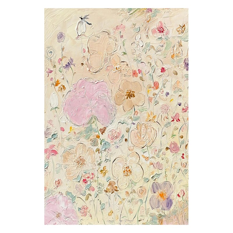法式奶油风装饰壁画玄关抽象高级感花卉肌理挂画客厅丙烯手绘油画图片