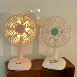 电风扇带夜灯 插电小风扇办公室桌面静音降温小型usb学生宿舍台式