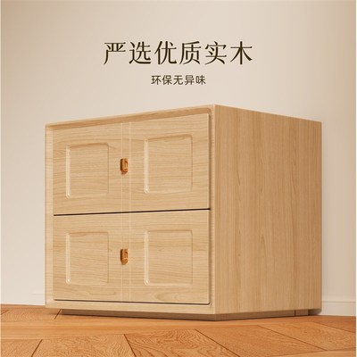 床头柜黑色实木法式复古卧室落地床边柜高级感中古风置物收纳柜子