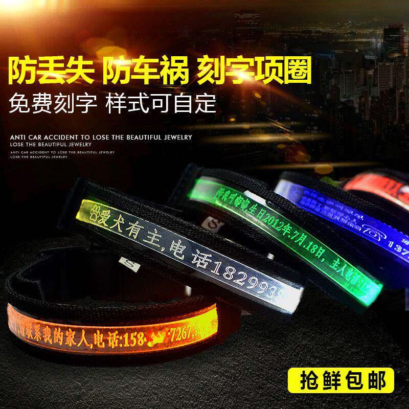 宠物狗狗发光项圈 免费刻字定制狗牌泰迪脖套猫咪用品狗圈颈圈AR图片