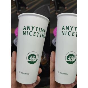 益禾堂益字公仔风味纸杯磨砂杯国潮国风一次性奶茶杯子双淋膜防烫