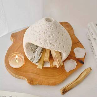 跨境秘鲁圣木燃烧支架托盘手工香熏炉跨境水泥ins风饰品白鼠尾草