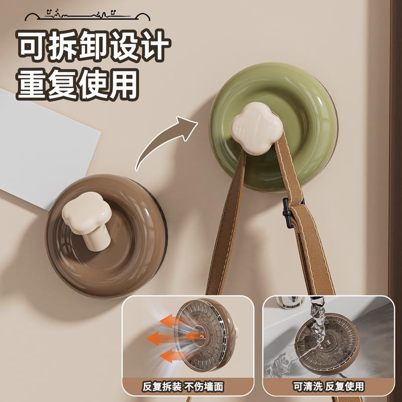 吸盘玄关挂钩免打孔强力承重浴室门后挂衣帽子钥匙墙上多巴胺粘钩图片