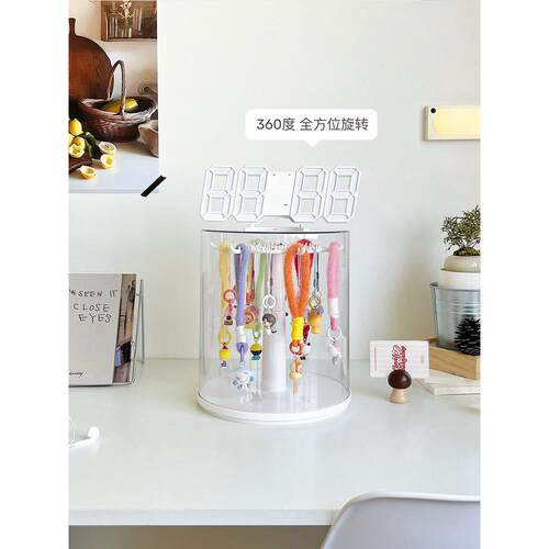 门廊钥匙圆形旋转收纳盒手镯手表透明亚克力桌面小饰品创意收纳架