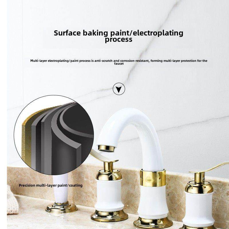 冷热浴室柜拆分桌全铜洗脸盆三孔水龙头座式瓷黑白三件套,家装主材,面盆龙头,淘宝优惠券,粉丝福利购,淘宝优惠卷