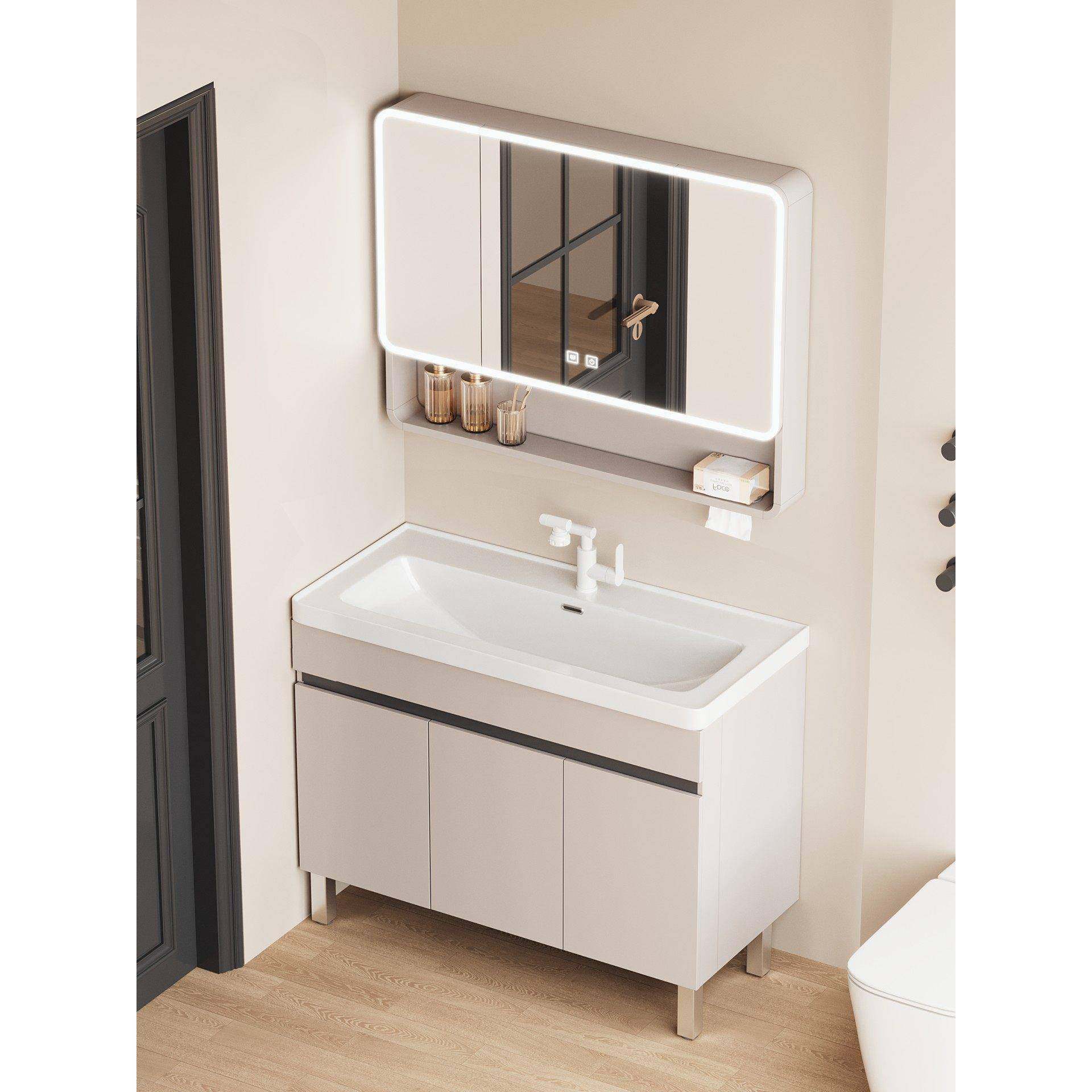 Lezo大型深盆落地式浴室柜组合蜂窝铝陶瓷一体化面盆浴室面盆,家装主材,浴室柜组合,淘宝优惠券,粉丝福利购,淘宝优惠卷