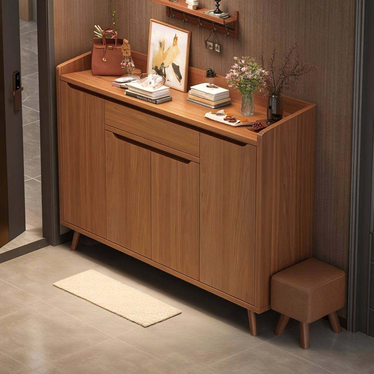 入户门口收纳鞋柜2026新款轻奢高档实木家用大容量门外走廊鞋架子,住宅家具,鞋柜,淘宝优惠券,粉丝福利购,淘宝优惠卷