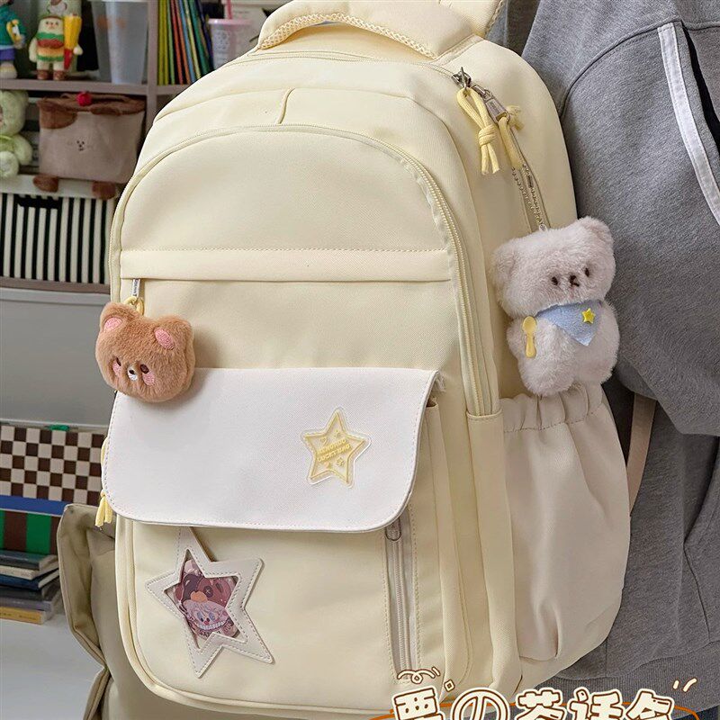 学院风少女书包初中女生高中学生双肩包女大容量上学简约百搭背包