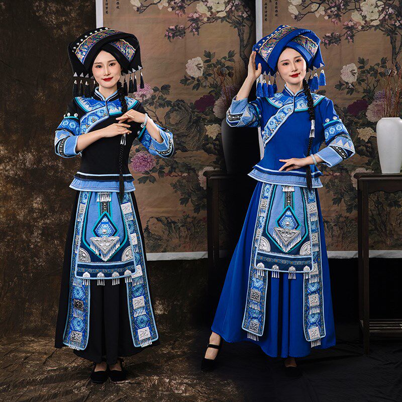 新广西壮族服饰女成人少数民族服装瑶族壮族衣服苗族舞蹈演出服装