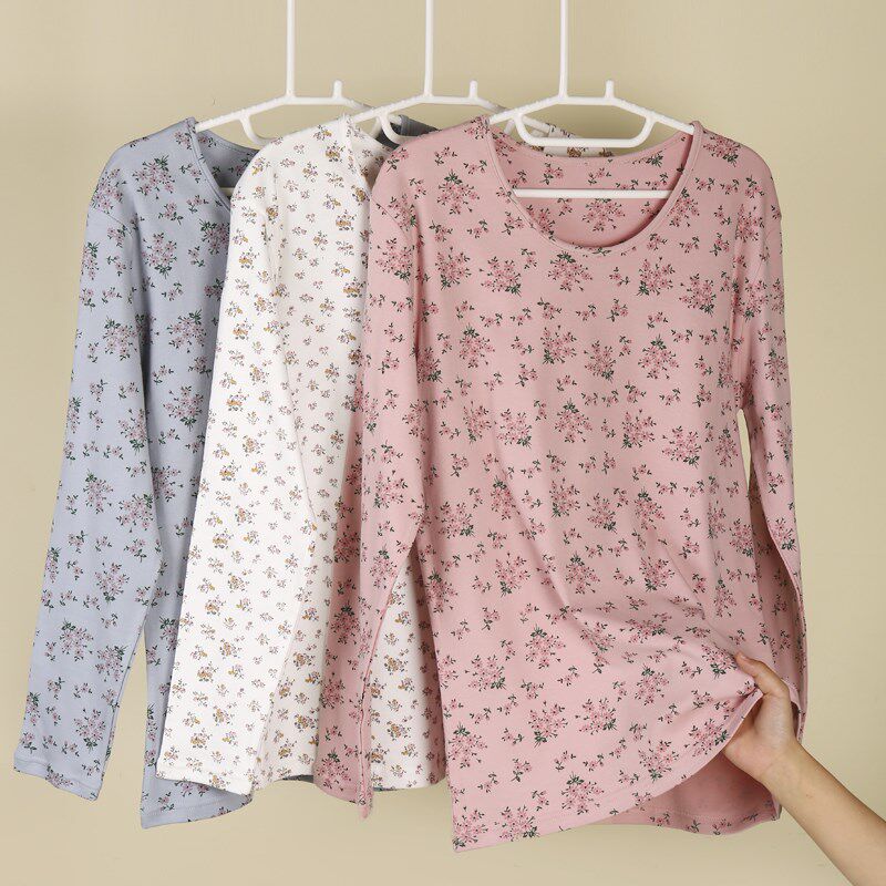 胖mm大码秋衣内衣中老年人加肥加大女I式单件上衣妈妈纯棉线衣薄