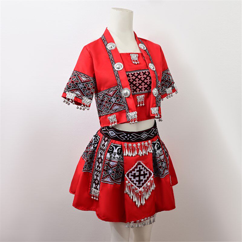 少数民族服装儿童广西三月三壮族服装苗族彝族瑶侗族女童演出服饰