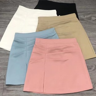 料高腰包臀半身裙A字短裙显瘦燃燃 侧边开叉压褶西装 2022春季 新品